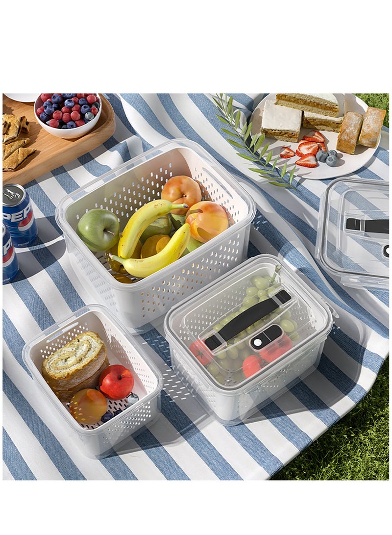 4 PCS Fruit Storage Containers for Fridge, with Lids Handle and Removable Colander, Airtight Food Storage Container, for Refrigerator, Keep Berry Fruit Vegetable Fresh Longer - Image 3