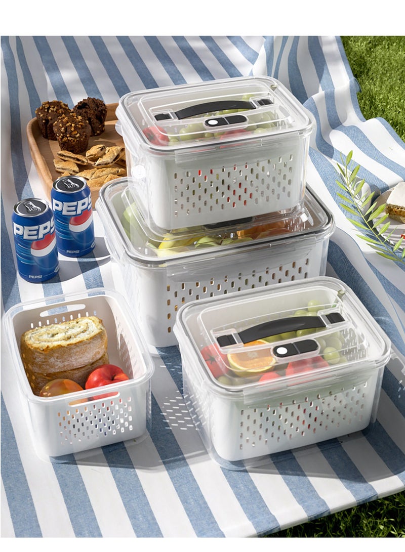 4 PCS Fruit Storage Containers for Fridge, with Lids Handle and Removable Colander, Airtight Food Storage Container, for Refrigerator, Keep Berry Fruit Vegetable Fresh Longer - Image 2