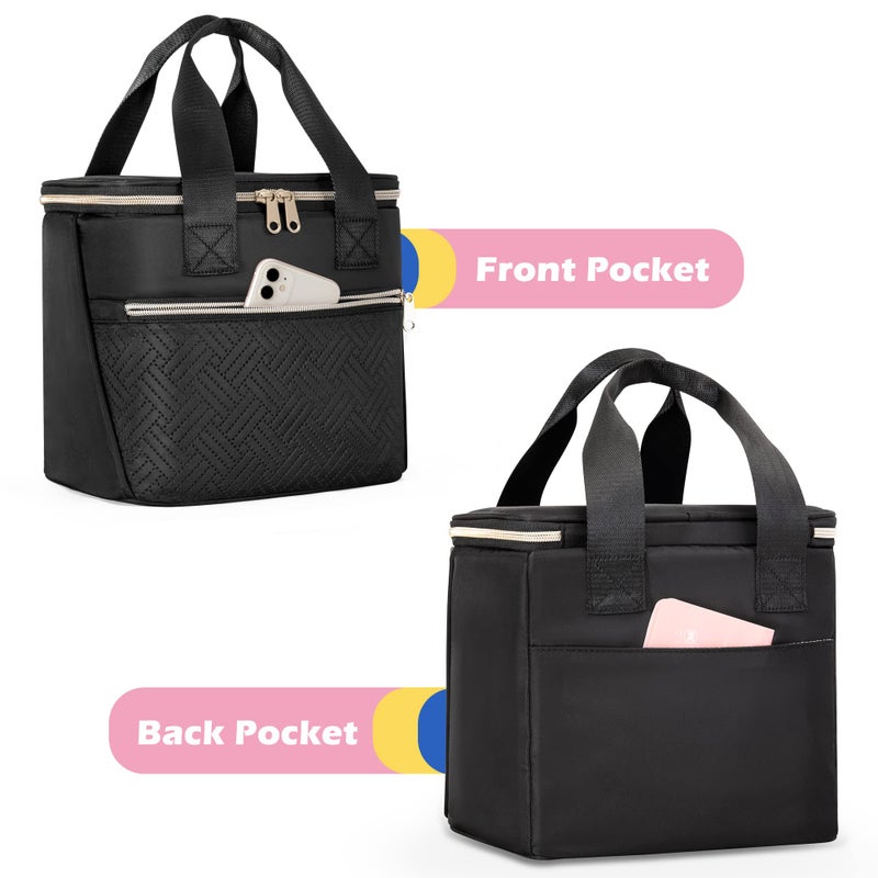 Fasrom Breastmilk Cooler Bag with Ice Pack Fits 6 Tall Baby Bottle Up to 9 Ounce for Milk Storage, Large Insulated Bottle Bag with Pockets for Nursing Moms Daycare or Travel, Black (Patent Design) - Image 4