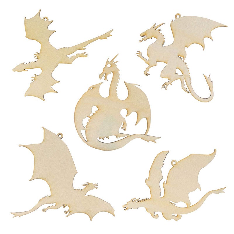 SummerRay Wooden Laser Cutout DIY Craft Party Decoration Art Embellishment Room Decoration Dragons