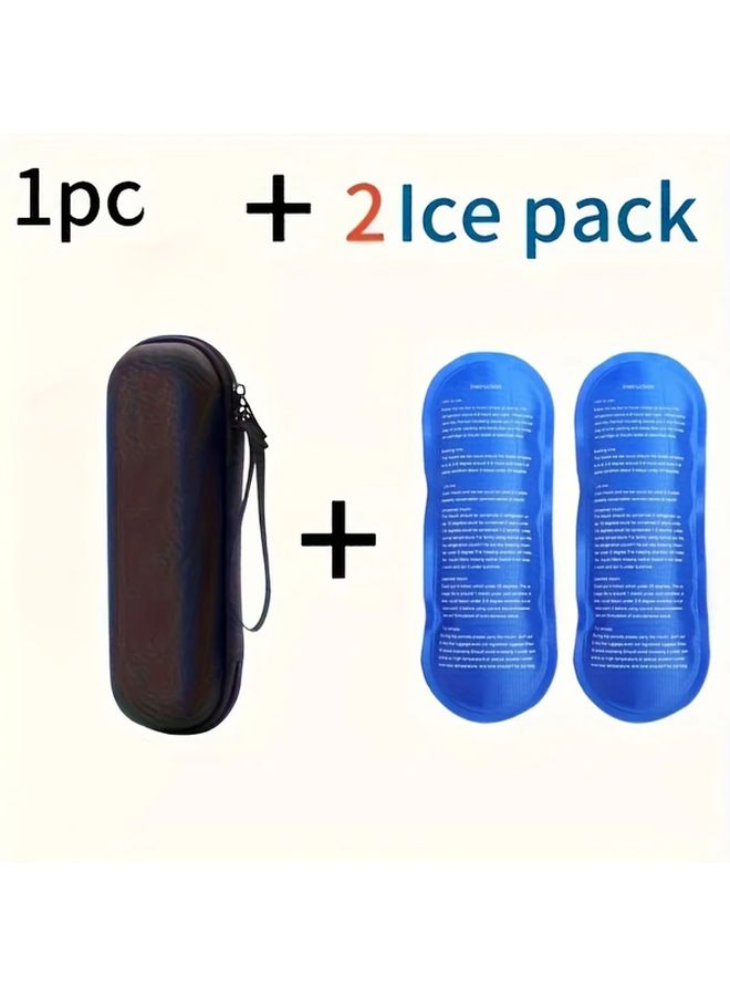 Portable Mini Insulin Cooling Bag With 2 Ice Packs Black Compact Travel Case - Image 4