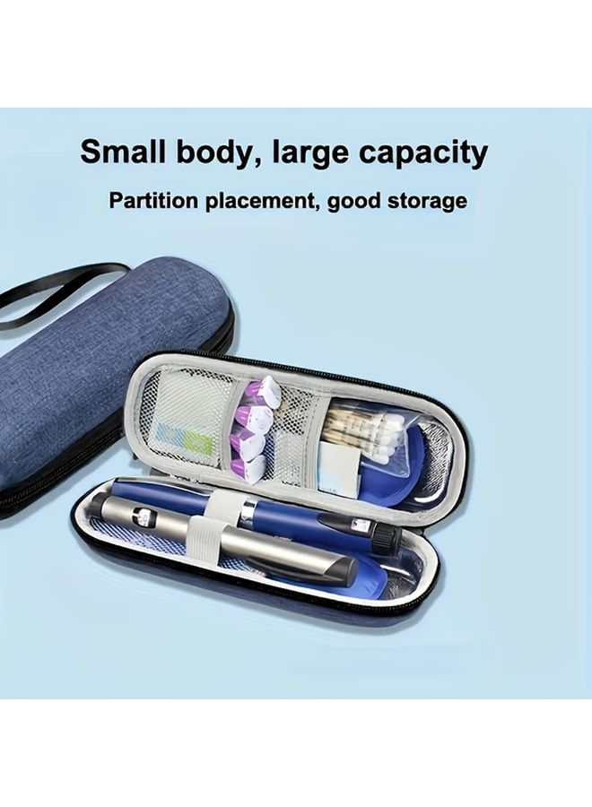 Portable Mini Insulin Cooling Bag With 2 Ice Packs Black Compact Travel Case - Image 2