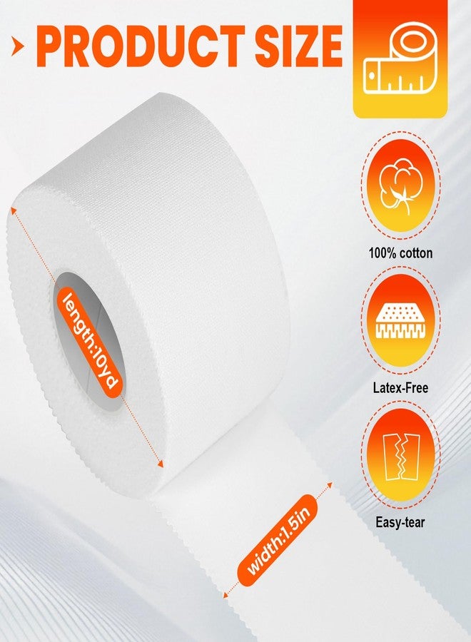 TENKAIWICK 16 Pack Athletic Tape, White Sports Tape for Wrist Ankle Protection, Sports Tape Athletic No Sticky Residue, Easy to Tear Gymnastics Tape for Soccer, Football, Training Supplies (1.5" x 160 Yards) - Image 2