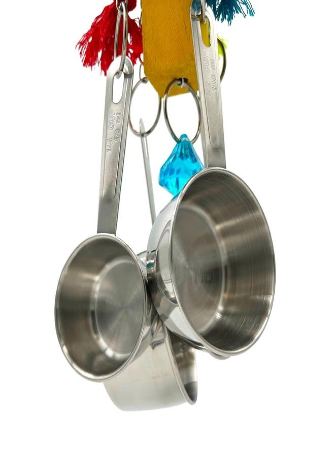 GILYGI Large Bird Blocks and Knots Tearing Toys, Multicolored Natural Wooden Blocks and Cotton Knots with Stainless Steel Cup Toys for Extra Large Parrots Macaw African Grey Amazon Cockatoo Eclectus - Image 4