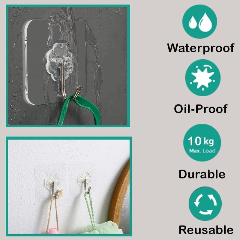 Plastic Self Adhesive Hooks for Wall Heavy Duty Clothes Hanging Wall Hangings Kitchen Accessories Sticky Hangers Set of 5 Transparent - Image 5