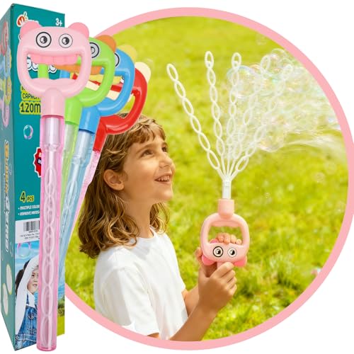 SHCKE 5Claw Bubble Wands 4Pack with 420ml Bubble Solution 167 Inch Extra Large Bubble Wand for Kids Refillable Bubble Toys Set for Summer Outdoor Birthday Party Favors - Image 1