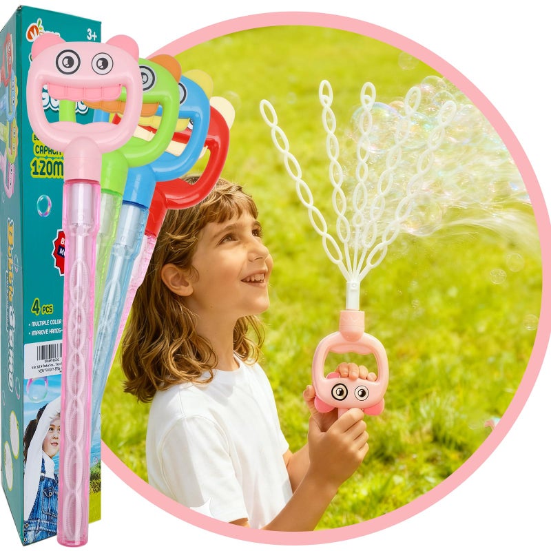SHCKE 5Claw Bubble Wands 4Pack with 420ml Bubble Solution 167 Inch Extra Large Bubble Wand for Kids Refillable Bubble Toys Set for Summer Outdoor Birthday Party Favors - Image 3