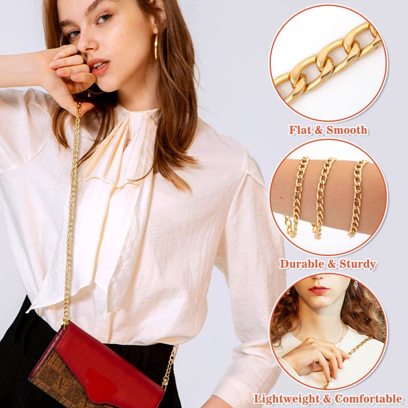 shynek Gold Purse Chain, Shynek 2PCS Crossbody Chain Strap, Gold Belt Chain, Long Chain Cross Body Strap for Bags, Purses, Handbags - Image 4