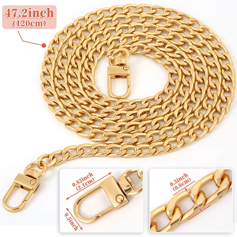 shynek Gold Purse Chain, Shynek 2PCS Crossbody Chain Strap, Gold Belt Chain, Long Chain Cross Body Strap for Bags, Purses, Handbags - Image 2