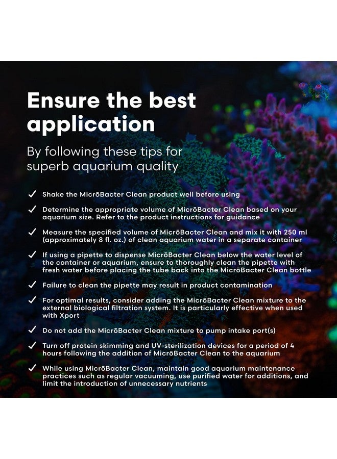 Brightwell Aquatics Microbacter Clean - Microbial Culture & Enzyme Blend Fish Tank Cleaner - Cleans Live Rock Surfaces For Saltwater Fish Habitats - Aquarium Water Treatments, 8.45 Fl Oz - Image 4