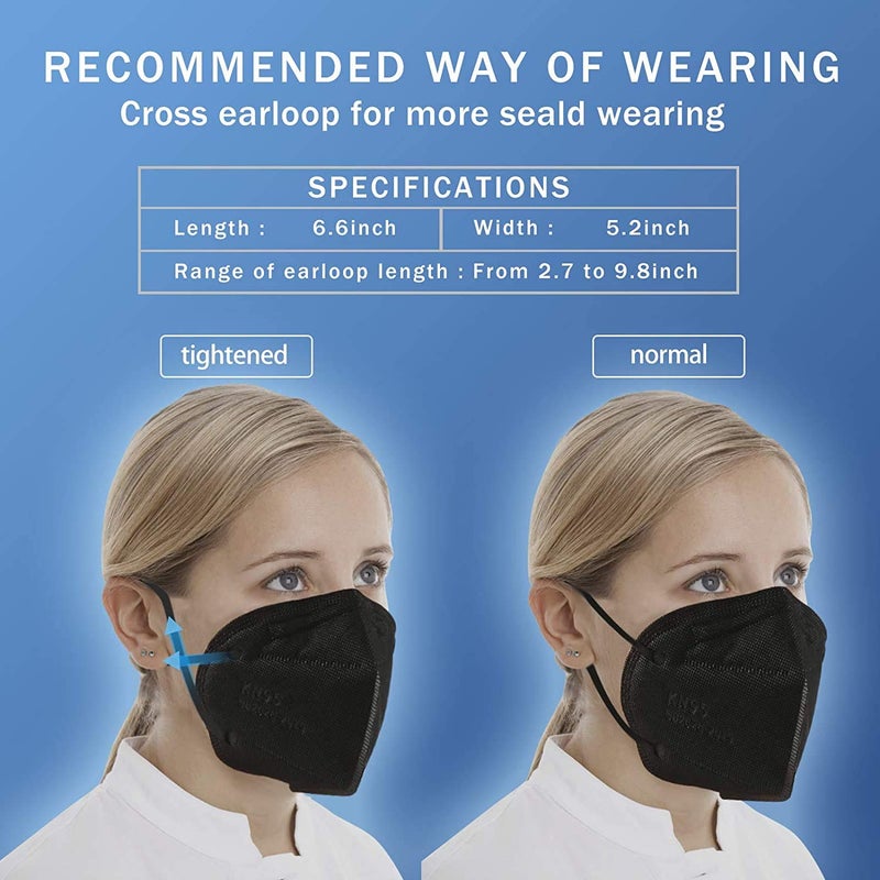Hotodeal KN95 Face Mask 40 PCs, Black KN95, 5 Layers Cup Dust Mask, for Men, Women, Healthcare/Essential Workers - Image 5
