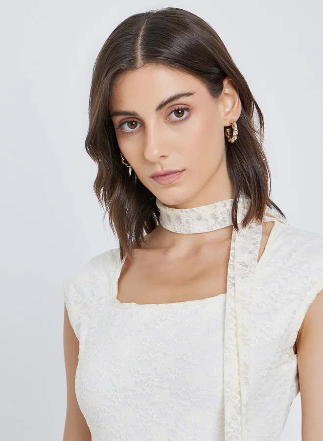 Take Two Take Two Embellished Lace Square Neck Top