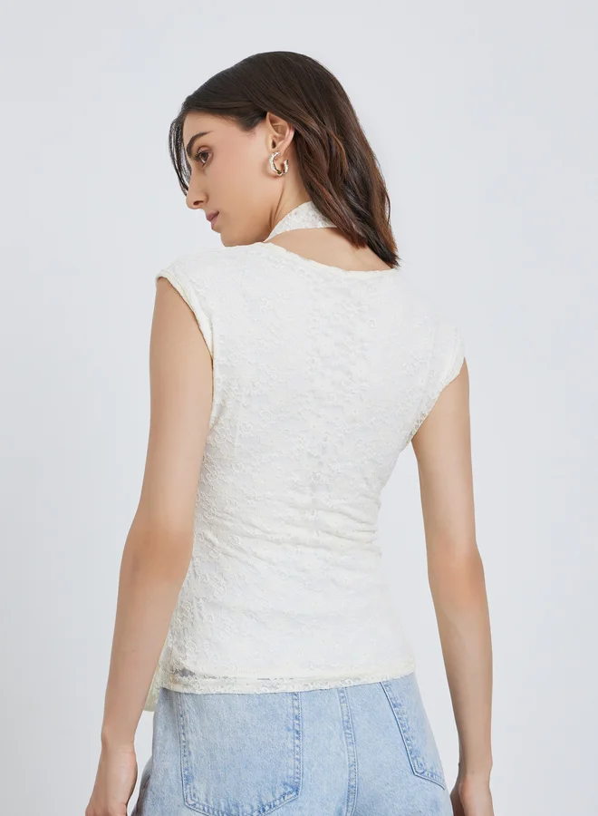 Take Two Take Two Embellished Lace Square Neck Top