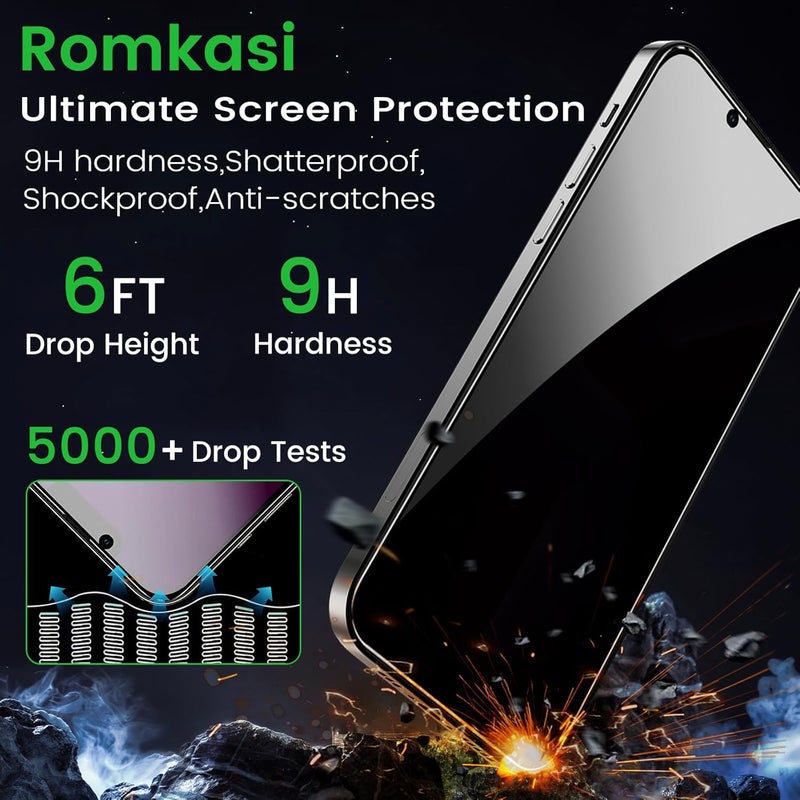 Romkasi 3 Pack Privacy Screen Protector for iPhone 13 6.1 Inch with 3 Pack Camera Lens Protector, Anti Spy Tempered Glass Film, Anti-Scratch, Touch Sensitive, Case Friendly - Image 5