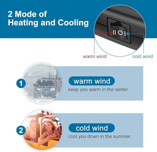 Cedtioaus Car Heaters that Plug into Cigarette, 2 in 1 Portable Windshield Car Heater with Heating & Cooling & Air Purify Function, Electric Fan Heater Heating Windshield Defroster Demister, 12V 150W - Image 4