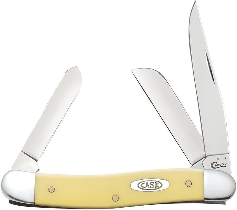 Case XX WR Pocket Knife Madium Stockman With Synthetic Handle, Carbon Steel CV Blades, Length Closed: 3 5/8 Inches (Yellow Synthetic) - Image 1