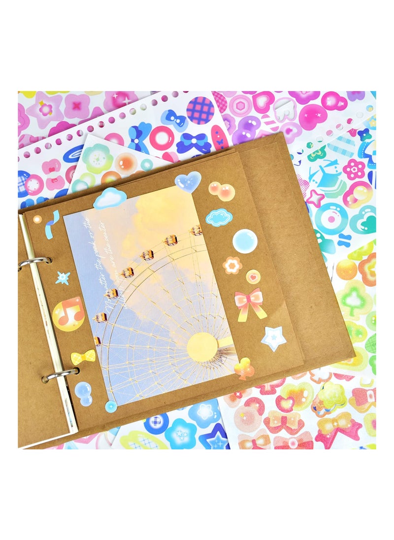 SYOSI - 2300PCS Scrapbook Stickers Cute Butterfly Stars Heart Stickers Kpop Photocards Self Adhesive Korean Bows Ribbons Stickers Book for Kids Girls Boys Aesthetic Craft Scrapbooking Decorate DIY Card 50Page - Image 1