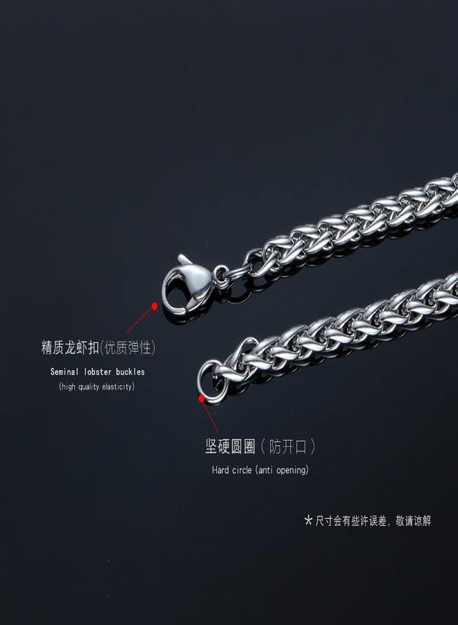 MEENAZ Chain for Man boyfriend Jewellery Stainless Steel Valentine Long Gents Platinum Necklace Silver Chain for Men Boys Stylish -CN9136 - Image 5