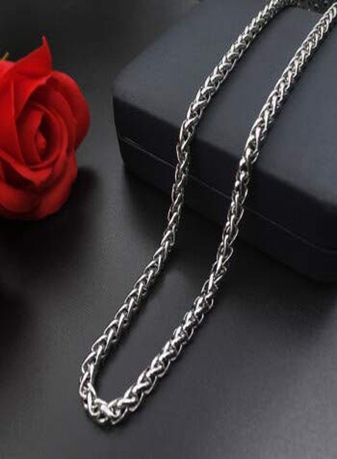 MEENAZ Chain for Man boyfriend Jewellery Stainless Steel Valentine Long Gents Platinum Necklace Silver Chain for Men Boys Stylish -CN9136 - Image 1