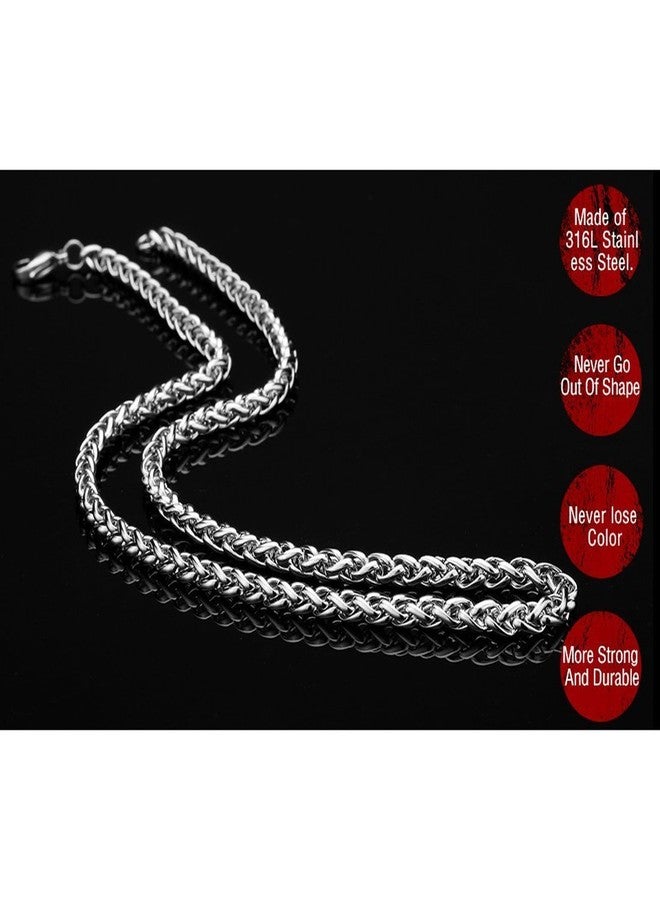 MEENAZ Chain for Man boyfriend Jewellery Stainless Steel Valentine Long Gents Platinum Necklace Silver Chain for Men Boys Stylish -CN9136 - Image 2