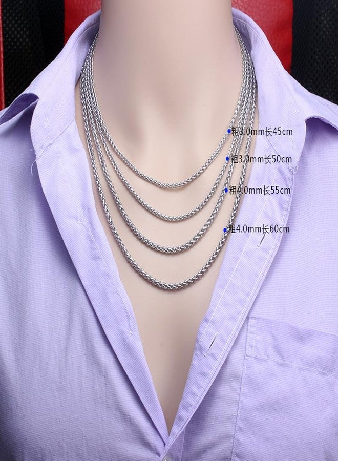 MEENAZ Chain for Man boyfriend Jewellery Stainless Steel Valentine Long Gents Platinum Necklace Silver Chain for Men Boys Stylish -CN9136 - Image 3