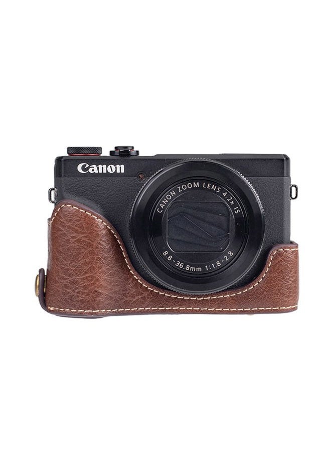 kinokoo Kinokoo Camera Case for Canon G7X / G7X III, Vintage Buffalo PU Leather Protective Case with Adjustable Shoulder Strap - Coffee  - Image 3