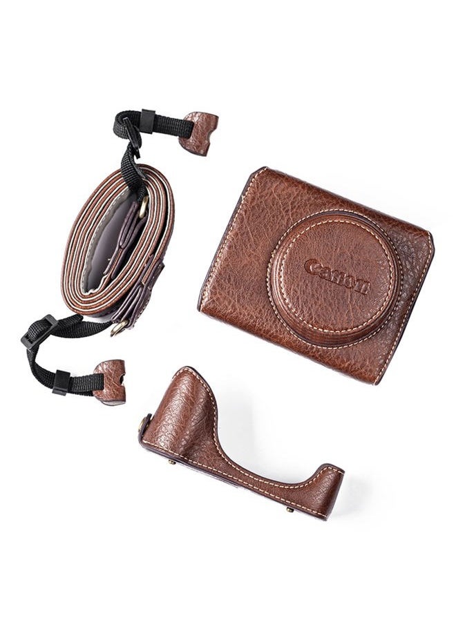 kinokoo Kinokoo Camera Case for Canon G7X / G7X III, Vintage Buffalo PU Leather Protective Case with Adjustable Shoulder Strap - Coffee  - Image 1