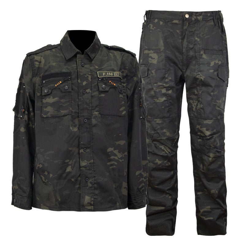 Generic Long Sleeve Camo Suit Tactical Breathable F116 Black CP suit 