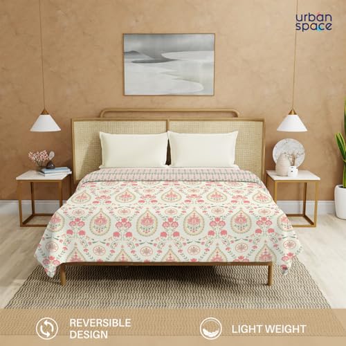 Urban Space 100% Cotton Malmal Double Bed Dohar, All Season Reversible Blanket, Soft, Lightweight and Breathable Ac Dohar/Quilt/Blanket/for Bed, Sofa AC Blanket (86 x 95 inch, Persian Courtyard Peach) - Image 4