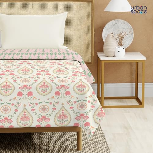 Urban Space 100% Cotton Malmal Double Bed Dohar, All Season Reversible Blanket, Soft, Lightweight and Breathable Ac Dohar/Quilt/Blanket/for Bed, Sofa AC Blanket (86 x 95 inch, Persian Courtyard Peach) - Image 2
