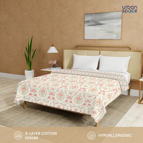 Urban Space 100% Cotton Malmal Double Bed Dohar, All Season Reversible Blanket, Soft, Lightweight and Breathable Ac Dohar/Quilt/Blanket/for Bed, Sofa AC Blanket (86 x 95 inch, Persian Courtyard Peach) - Image 5