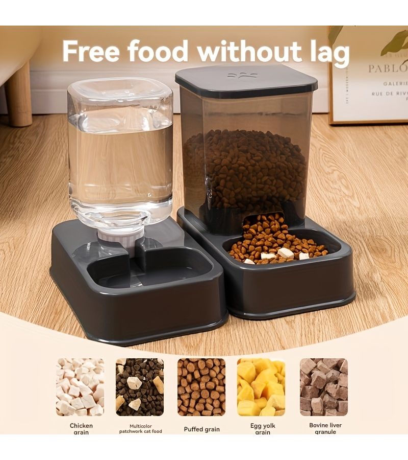 2 In 1 Automatic Pet Feeder Water Dispenser 1gal Large Capacity Gravity Bowl Small Pets - Image 5