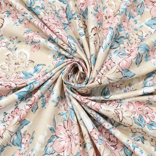 haus & kinder King Size Bed Sheet Cotton | 100% Combed Cotton 186 TC Bedsheets for King Size Bed |108 X 108 Inches Bedsheet with 2 Pillow Covers - Serenade of Flowers - Image 4