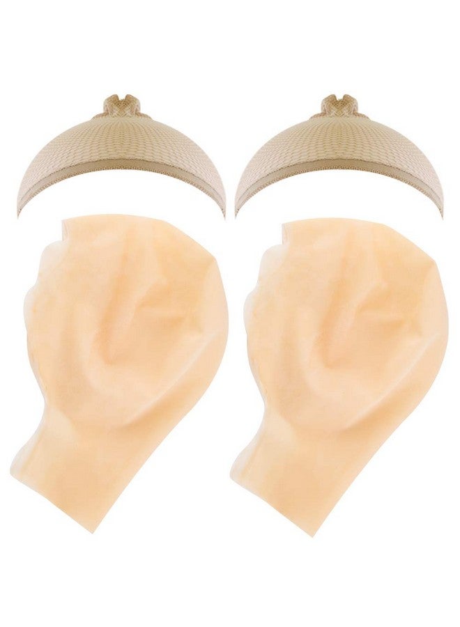 WXJ13 2 Pcs Makeup Latex Bald Caps And 2 Pcs Nylon Wig Caps For Costume Party Adult Costume Accessory - Image 1