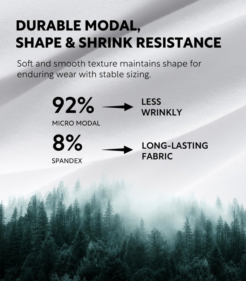 DAVID ARCHY Men's Undershirts Micro Modal Ultra Soft T-Shirts Stretch Moisture-Wicking V-Neck Tees for Men, 3-Pack (L, White) - Image 5