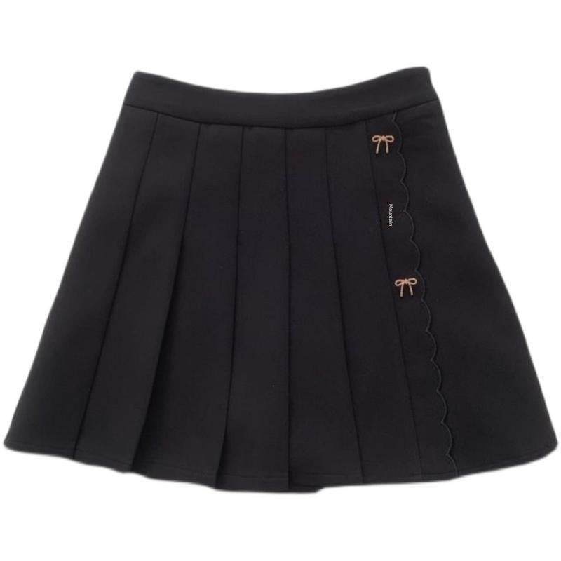 ZZ brown Pleated Skirt Womens 2025 plus size White High Waist A- Line Slimming Short Skirt Student Spring and Summer Black Half Coffee lined  - Image 5