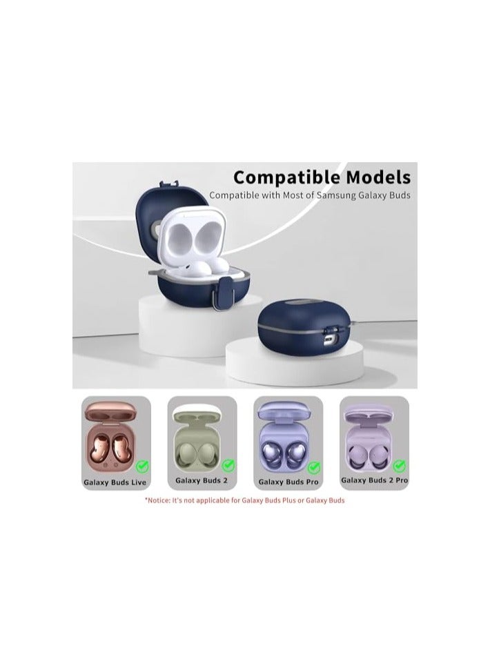 Elmo3ezz Case Compatible [Upgrade Lock] for Galaxy Buds 2 Pro/Galaxy Buds Pro/Galaxy Buds 2 Case/Galaxy Buds Live, Cover Case Compatible with Samsung Shockproof Protective with Lanyard (Blue)