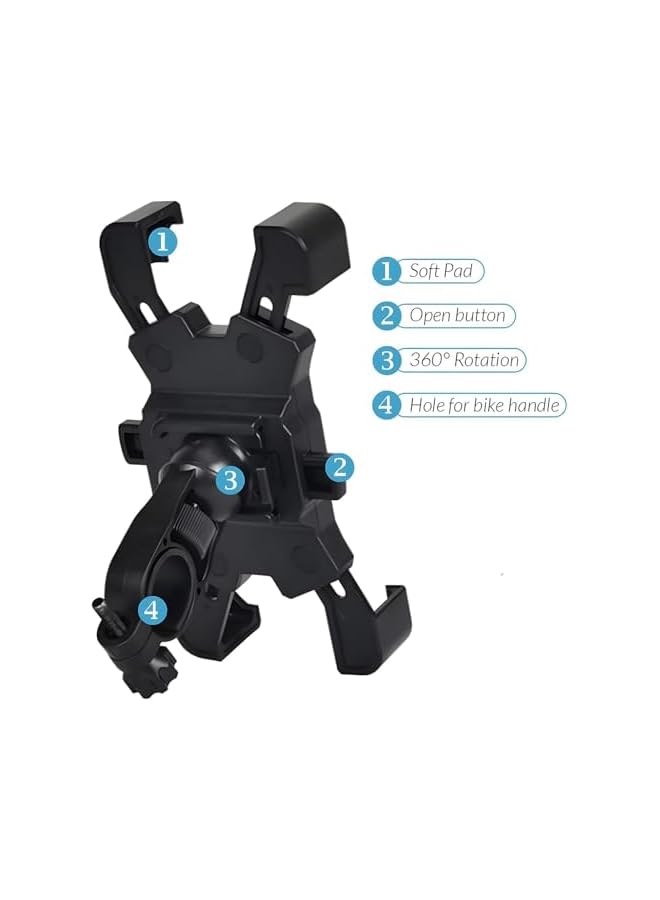 S-TOP Motorcycle Phone Mount Holder Bike, Heavy Duty Anti-Shake Bracket from 12.1 to 17.2 cm Devices, Motorcycle Bicycle Phone Holder Mount with Anti-Slip Grip for Outdoor Commuting - Image 3