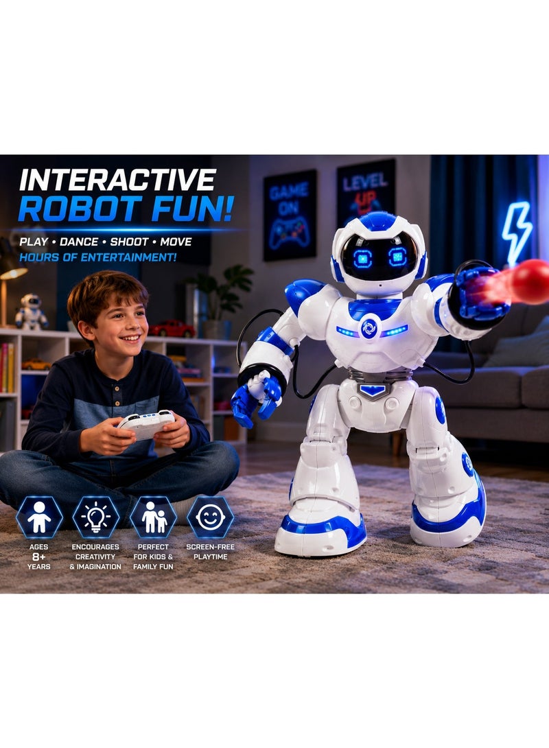 Smart Electronic RC Robot Toy For Kids With Multi-Directional Movement, Dancing, LED Lights And Ball Shooting, Ages 8+ - Image 1