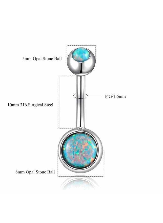 Lantine 14G Opal Belly Button Rings Curved Surgical Steel Belly Piercings Navel Ring Navel Barbell for Women Girls(Choose Color) Purple - Image 2