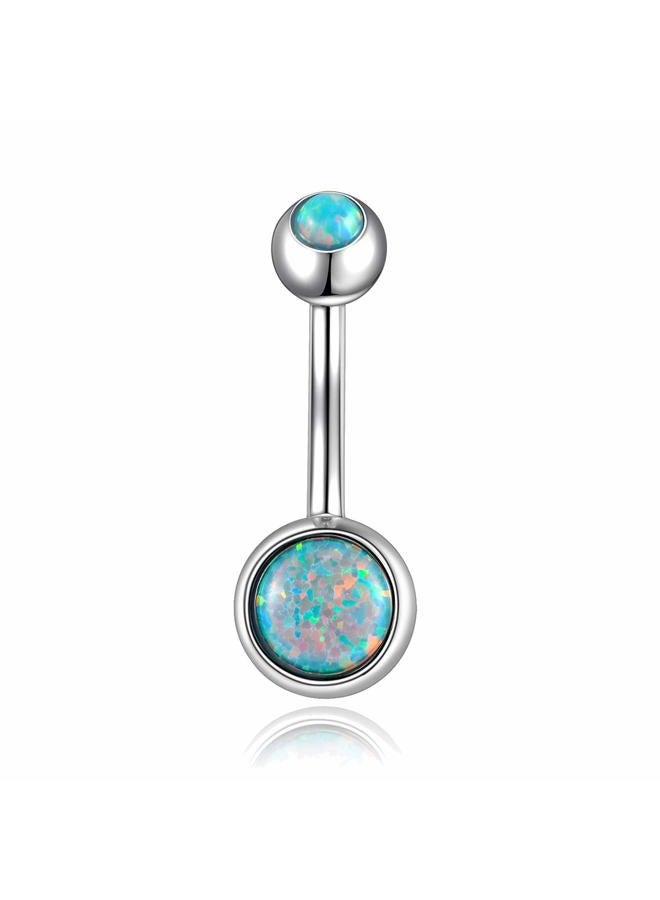 Lantine 14G Opal Belly Button Rings Curved Surgical Steel Belly Piercings Navel Ring Navel Barbell for Women Girls(Choose Color) Purple - Image 1