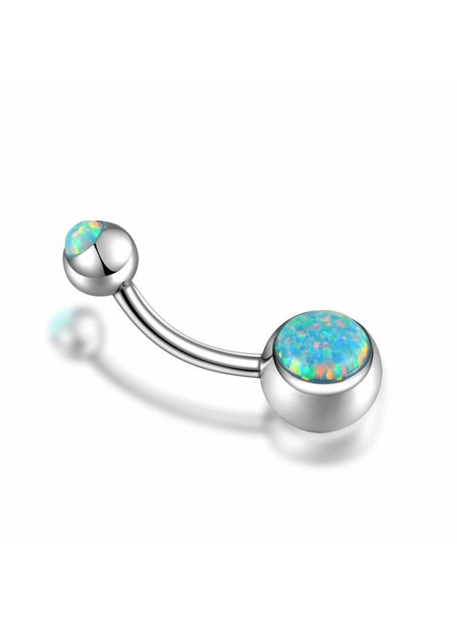 Lantine 14G Opal Belly Button Rings Curved Surgical Steel Belly Piercings Navel Ring Navel Barbell for Women Girls(Choose Color) Purple - Image 4