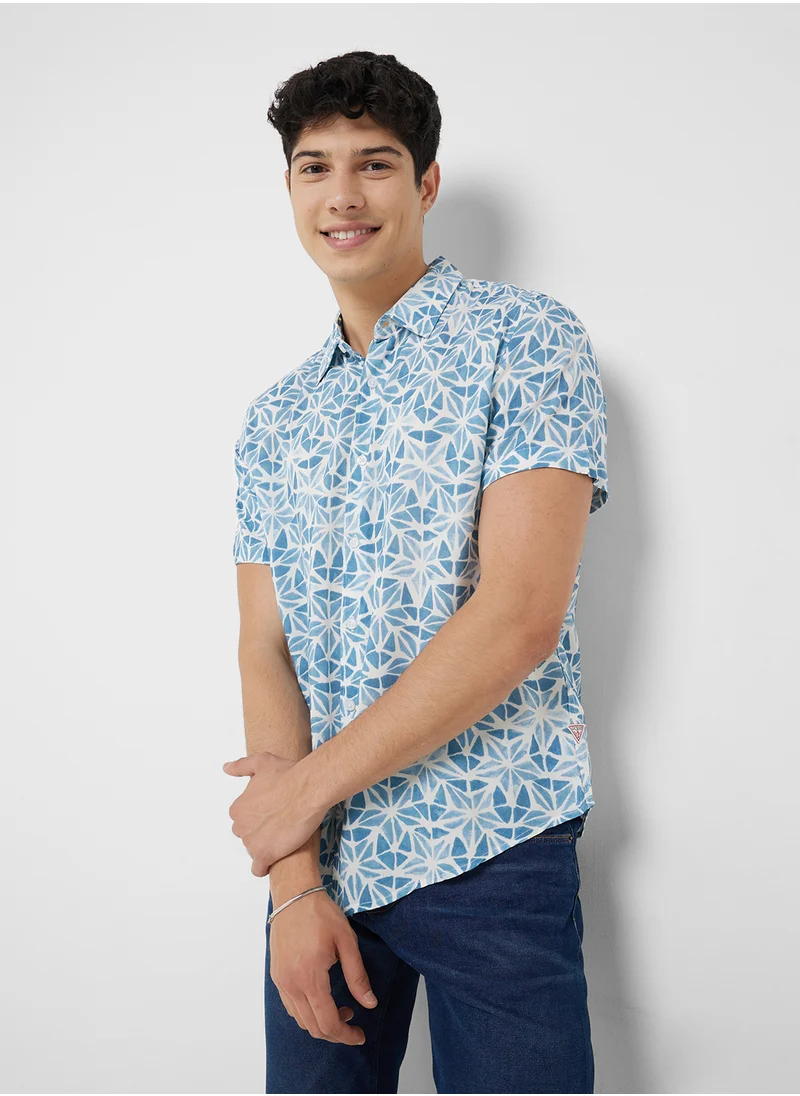 جس Casual Printed Regular Fit Shirt