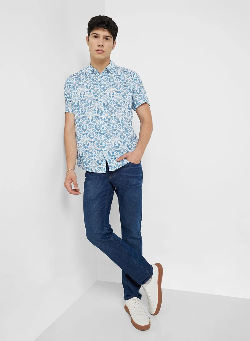GUESS  Casual AOP Printed Slim Fit Shirt for Men | Best Price UAE
