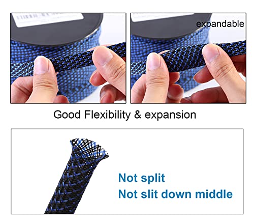 Alex Tech 100ft - 3/4 inch PET Expandable Braided Sleeving – BlackBlue – Alex Tech Braided Cable Sleeve - Image 5