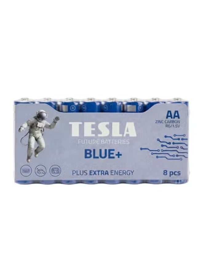 Tesla بطاريات تسلا AA زرقاء + كربون زنك R6 1.5 8 قطع - Image 1
