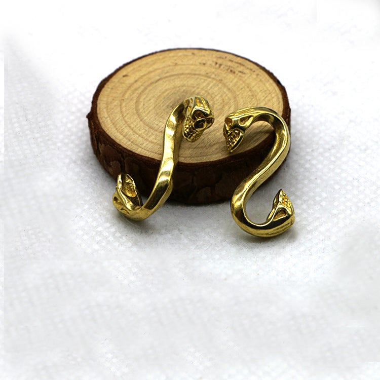 Vintage Brass s Hook Small Cloth Hook Leather Bracelet Connecting Accessories Mens and Womens Simple DIY Material Brass-B Skull Skull S Hook 