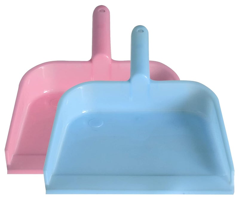 Kuber Industries Plastic Lightweight 10 Dustpan with Comfort Grip Handle for Easy Sweep Broom Pack of 2 Pink Blue - Image 1