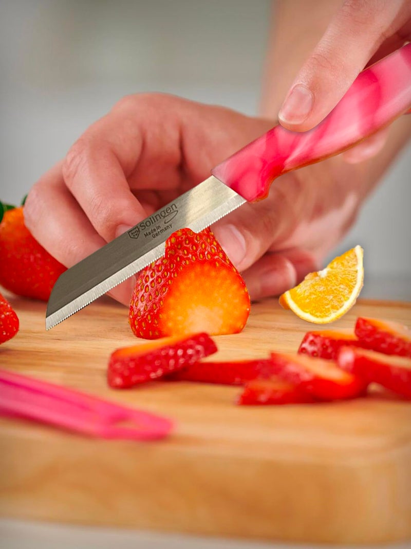 solingen Solingen Paring Knife 12 pcs Fruit Knife Vegetable Knife Set Razor-Sharp Lightweight 3-inch Serrated Paring Knife Made in Germany (MARBLE PATTERNED)  - Image 5