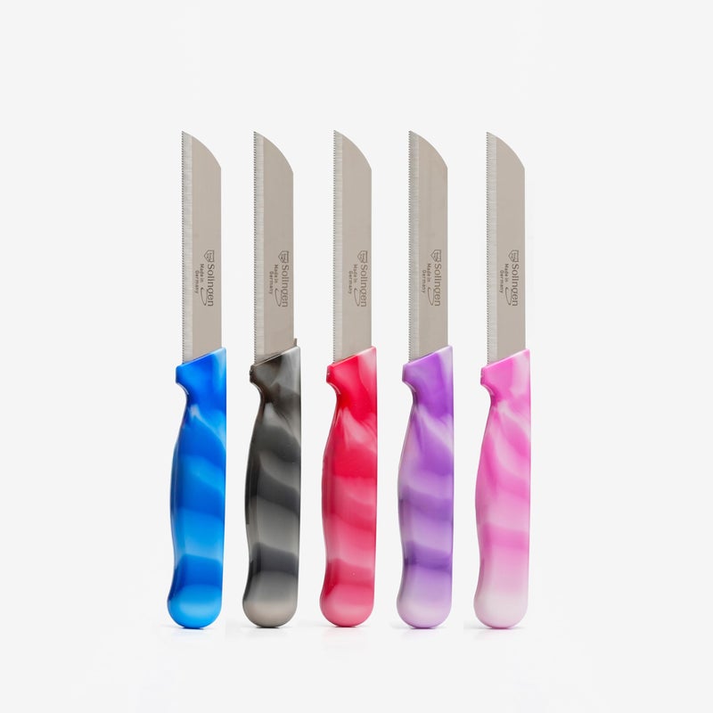 solingen Solingen Paring Knife 12 pcs Fruit Knife Vegetable Knife Set Razor-Sharp Lightweight 3-inch Serrated Paring Knife Made in Germany (MARBLE PATTERNED)  - Image 3